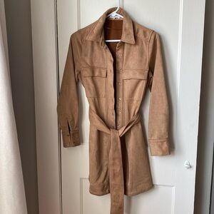 Faux suede duster